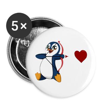 pingouin saint-valentin empereur manchot roi manchot - Lot de 5 grands badges (56 mm) - blanc - Devant