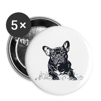 Bouledogue Français - Lot de 5 grands badges (56 mm) - blanc - Devant