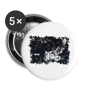 Carpe Koi - Lot de 5 grands badges (56 mm) - blanc - Devant