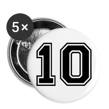 Nummer 10 Team Football Baseball Basketball University - Buttons groß 56 mm (5er Pack) - Weiß - Vorne