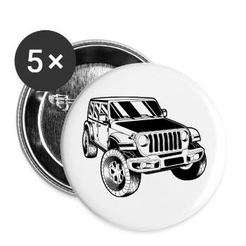 Off-road vehicle | Off Road Car | Military car | Truck - Buttons large 2.2''/56 mm (5-pack) - white - Front