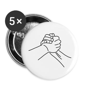 Poignée de main - Lot de 5 grands badges (56 mm) - blanc - Devant
