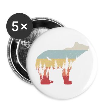 Ours - Lot de 5 grands badges (56 mm) - blanc - Devant