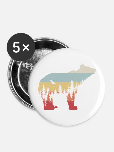 Bär - Buttons groß 56 mm (5er Pack) - Weiß