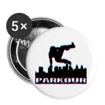 Parkour - Lot de 5 grands badges (56 mm) - blanc - Devant
