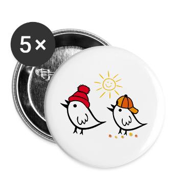 Spring, Sun, Sparrow - Buttons large 2.2''/56 mm (5-pack) - white - Front