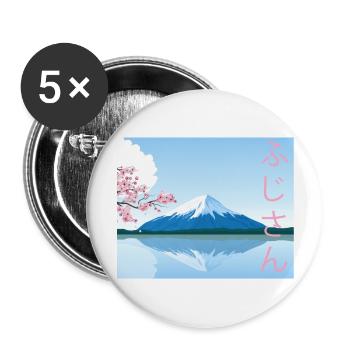 fuji san - Lot de 5 grands badges (56 mm) - blanc - Devant