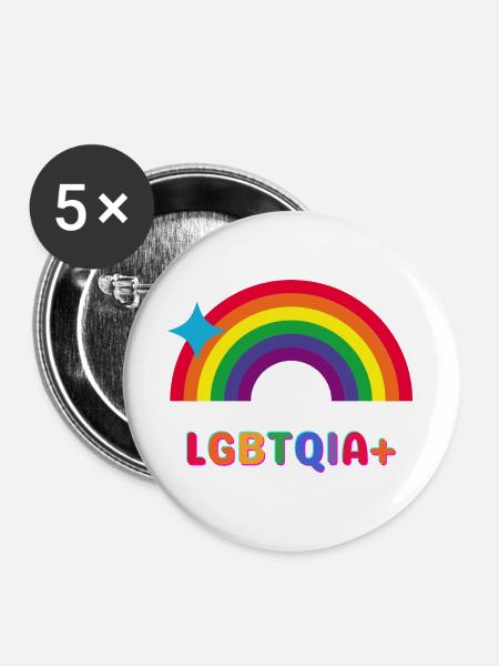 LGBTQIA+ - Buttons groß 56 mm (5er Pack) - Weiß