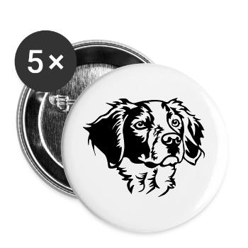 Epagneul Breton Kopf - Buttons groß 56 mm (5er Pack) - Weiß - Vorne