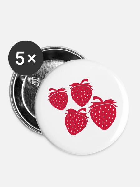 Erdbeeren Muster Design - Buttons groß 56 mm (5er Pack) - Weiß