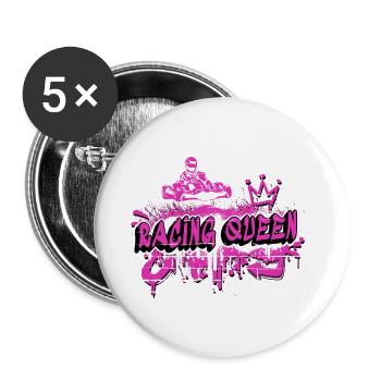 Conception de kart Racing Queen - Lot de 5 grands badges (56 mm) - blanc - Devant
