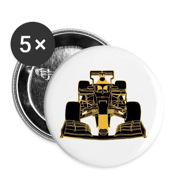 Race car yellow - Buttons large 2.2''/56 mm (5-pack) - white - Front