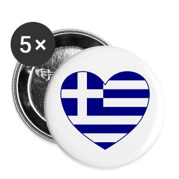 Greece Flag Heart of Hellas - Buttons large 2.2''/56 mm (5-pack) - white - Front