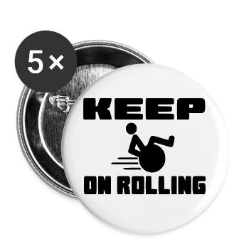 Fahren Sie mit Ihrem Rollstuhl weiter # - Buttons groß 56 mm (5er Pack) - Weiß - Vorne