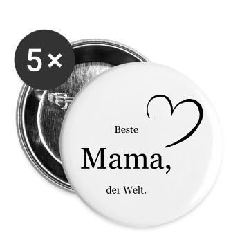 Beste Mama der Welt - Buttons groß 56 mm (5er Pack) - Weiß - Vorne
