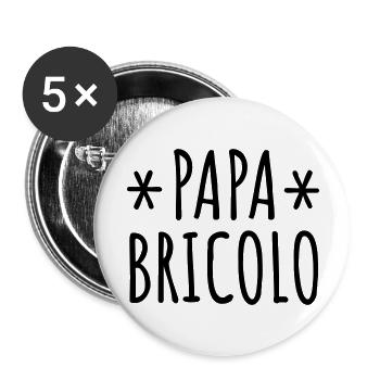 Papa bricolo père bricoleur - Lot de 5 grands badges (56 mm) - blanc - Devant