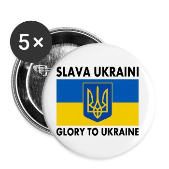 Slava ukraini - Buttons large 2.2''/56 mm (5-pack) - white - Front