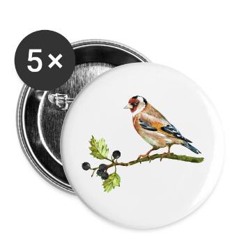 Bunter Vogel - Buttons groß 56 mm (5er Pack) - Weiß - Vorne