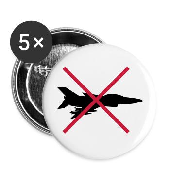 Keine Kampfflugzeuge Schild - Buttons groß 56 mm (5er Pack) - Weiß - Vorne
