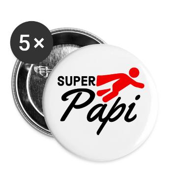 Super Daddy Text with Figure Airplane Red Gift Idea - Buttons large 2.2''/56 mm (5-pack) - white - Front