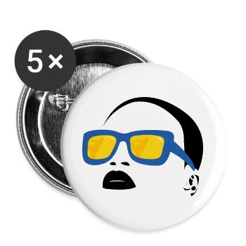 Strand und Sonnenbrille Design - Buttons groß 56 mm (5er Pack) - Weiß - Vorne