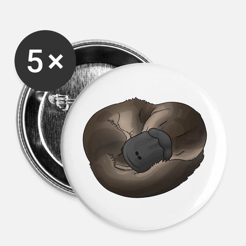 Platypus - Schnabeltier - Buttons groß 56 mm (5er Pack) - Weiß