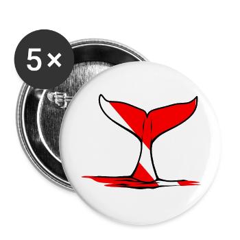 Whale Fin by Scuba.Style - Buttons large 2.2''/56 mm (5-pack) - white - Front