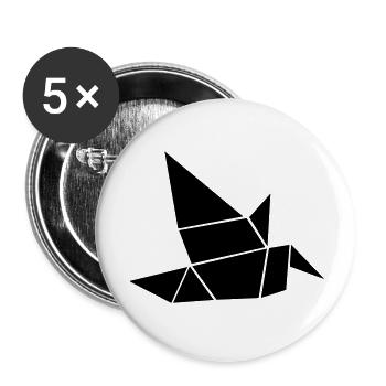 Origami Oiseau Colombe de la Paix Cadeau - Lot de 5 grands badges (56 mm) - blanc - Devant