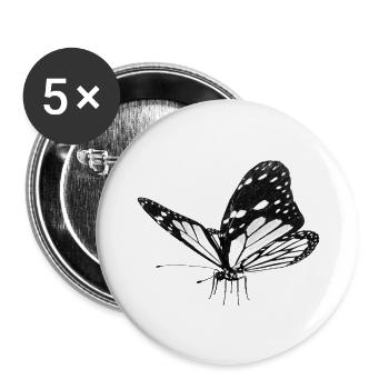 Schmetterling, Falter - Buttons groß 56 mm (5er Pack) - Weiß - Vorne