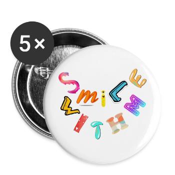 Smile with me - Buttons groß 56 mm (5er Pack) - Weiß - Vorne
