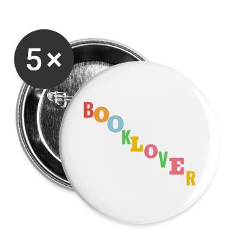 Colorful Booklover Merch - Buttons groß 56 mm (5er Pack) - Weiß - Vorne