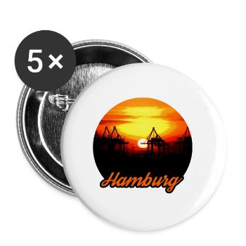 Hamburg Sonnenuntergang Hafen - Buttons groß 56 mm (5er Pack) - Weiß - Vorne