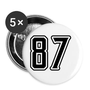 87 Zahl Symbol - Buttons groß 56 mm (5er Pack) - Weiß - Vorne