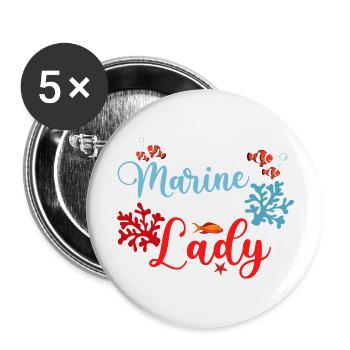 Crazy Marine Biology Lady Scientist Ocean Student - Buttons large 2.2''/56 mm (5-pack) - white - Front