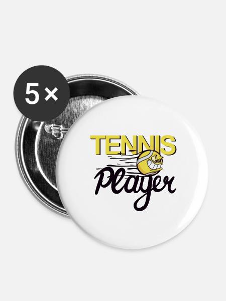 Tennisspieler - Buttons groß 56 mm (5er Pack) - Weiß