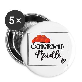 Schwarzwald Mädle Mädel - Buttons groß 56 mm (5er Pack) - Weiß - Vorne