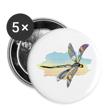 Libellule - Lot de 5 grands badges (56 mm) - blanc - Devant