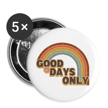 Good Days Only - Retro Vintage Rainbow - Buttons large 2.2''/56 mm (5-pack) - white - Front