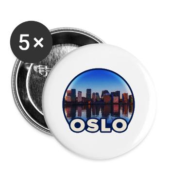 Oslo Skyline Reflection - Buttons large 2.2''/56 mm (5-pack) - white - Front