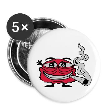 Weed smoking funny monster - Buttons large 2.2''/56 mm (5-pack) - white - Front