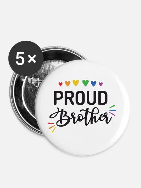 Stolzer Bruder - Buttons groß 56 mm (5er Pack) - Weiß