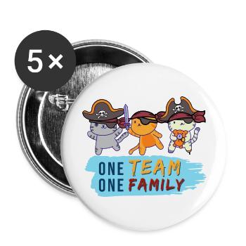team familie katze pirat bachelorette party vater - Buttons groß 56 mm (5er Pack) - Weiß - Vorne