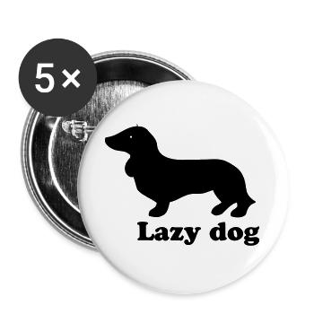 Lazy Dog - Buttons groß 56 mm (5er Pack) - Weiß - Vorne