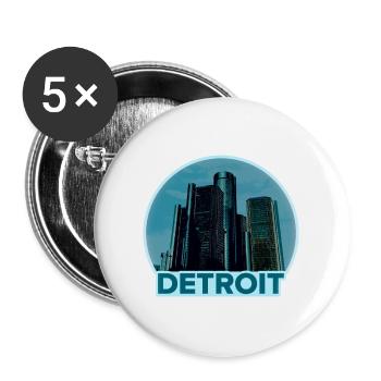 Detroit Skyline Retro Blue Logo - Buttons large 2.2''/56 mm (5-pack) - white - Front