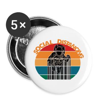 Distanciation sociale - Lot de 5 grands badges (56 mm) - blanc - Devant