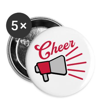 Cheer Megaphone speak symbol - Buttons large 2.2''/56 mm (5-pack) - white - Front