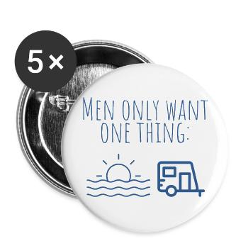 MowoT Wohnwagen am Meer - Buttons groß 56 mm (5er Pack) - Weiß - Vorne