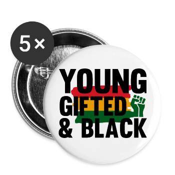 Young Gifted Black - Buttons large 2.2''/56 mm (5-pack) - white - Front