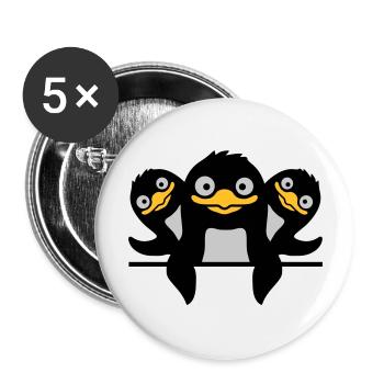 Funny Penguins 3 Friends - Buttons large 2.2''/56 mm (5-pack) - white - Front