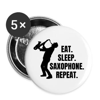 Saxophone Instrument de musique Saxophoniste Saxophone - Lot de 5 grands badges (56 mm) - blanc - Devant